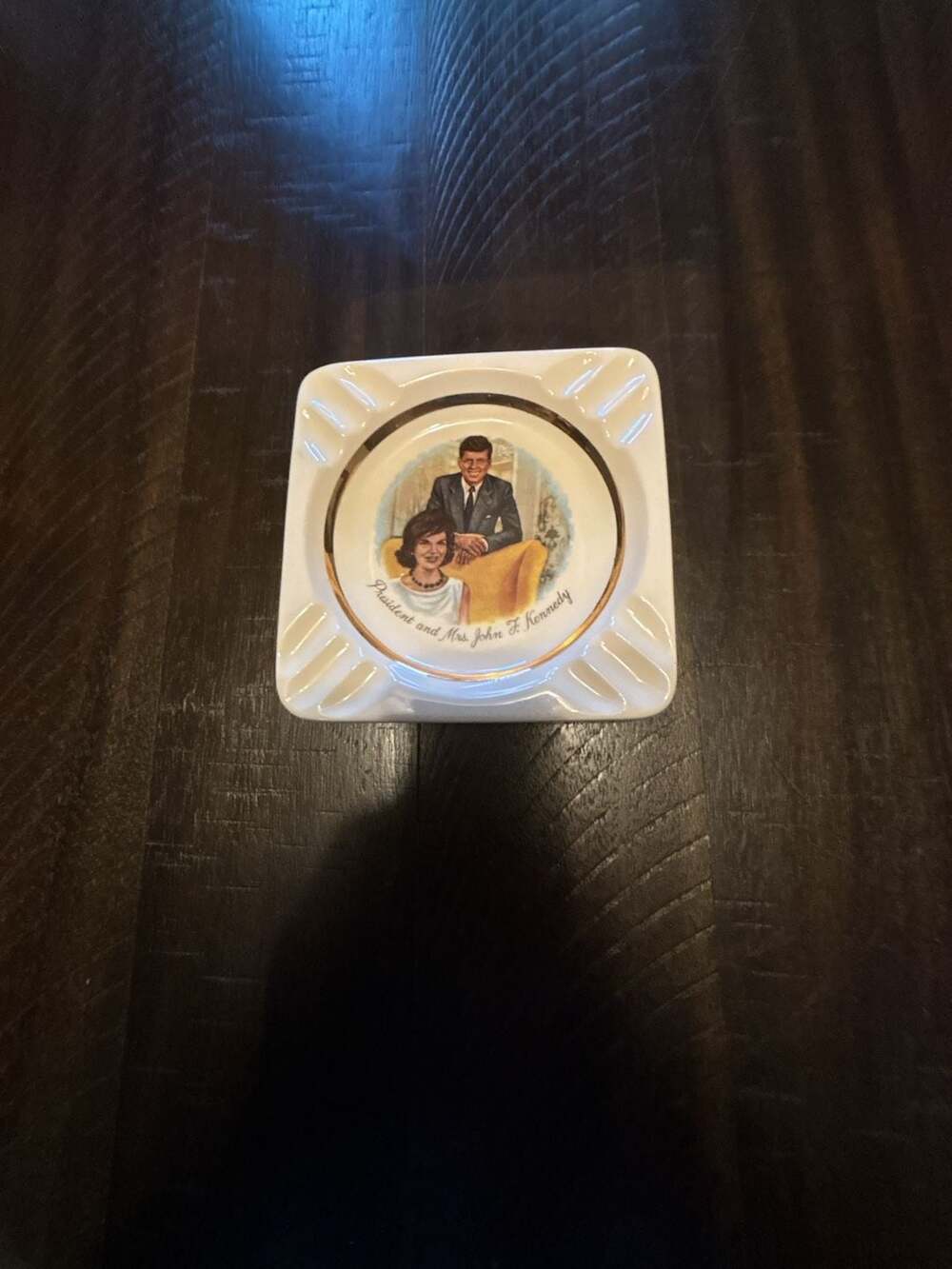 Vintage President And Mrs John F Kennedy Ceramic Ashtray